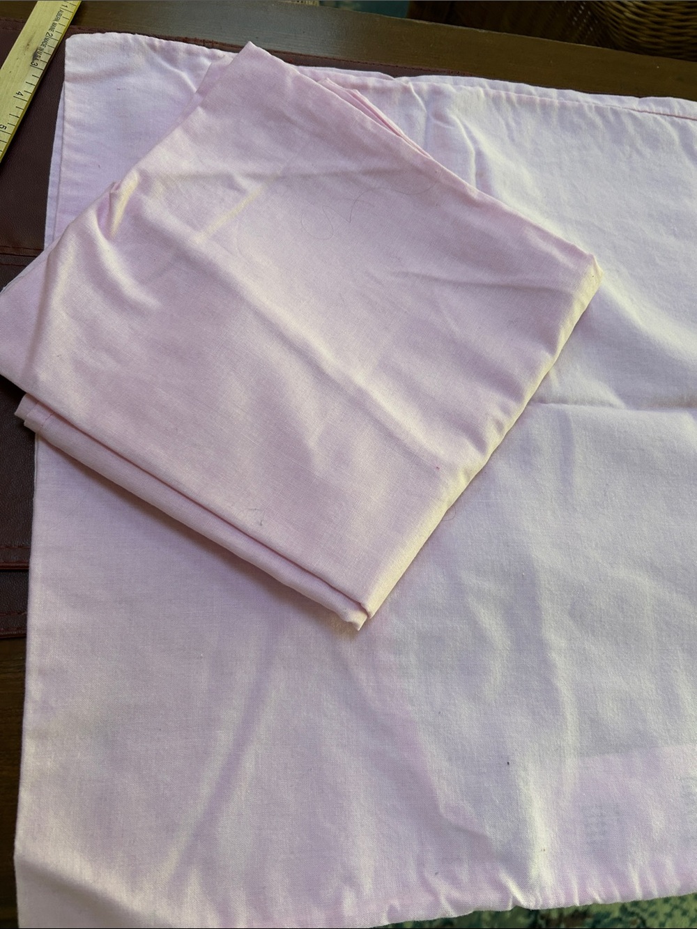 2 /set- Light Pink Cotton Fabric Pillowcases, large. (See measurements photos.)